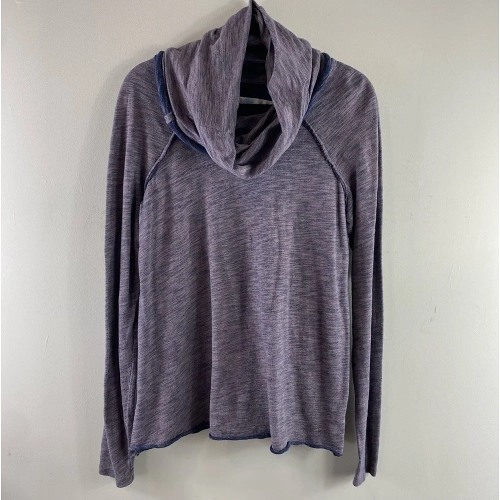 Free People Beach 2-Tone Purple‎ Heather Cowl Neck Slouchy Top One Size